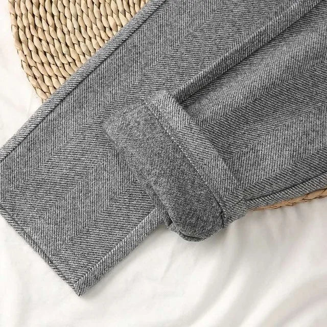 Pantalones de Lana para Mujer 2026, Estilo Harem, Cintura Alta, Casuales, de Traje.