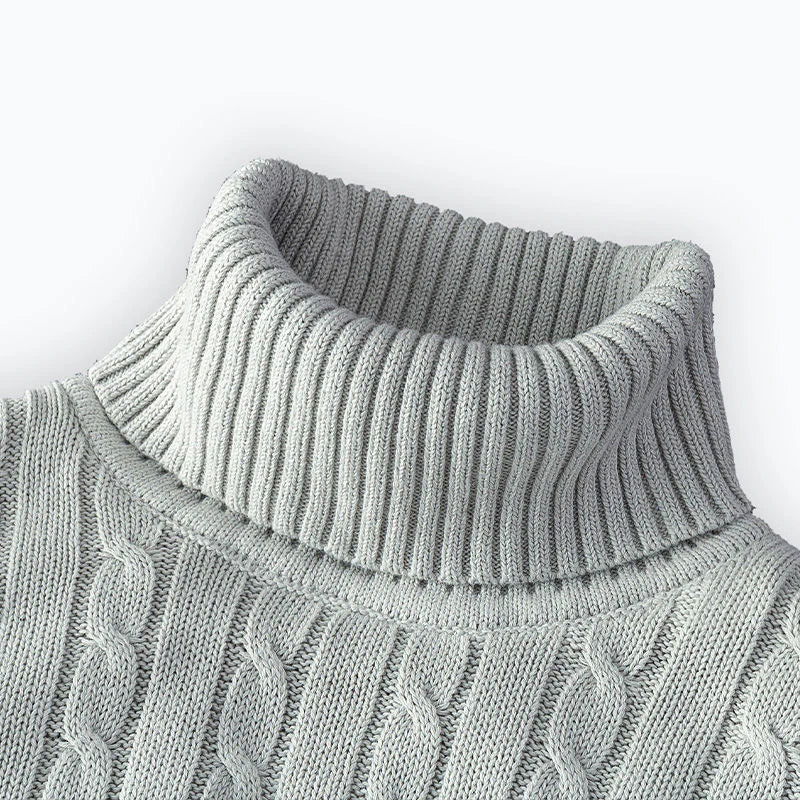 Jersey de cuello alto: jersey de punto para hombre, con cuello enrollado.