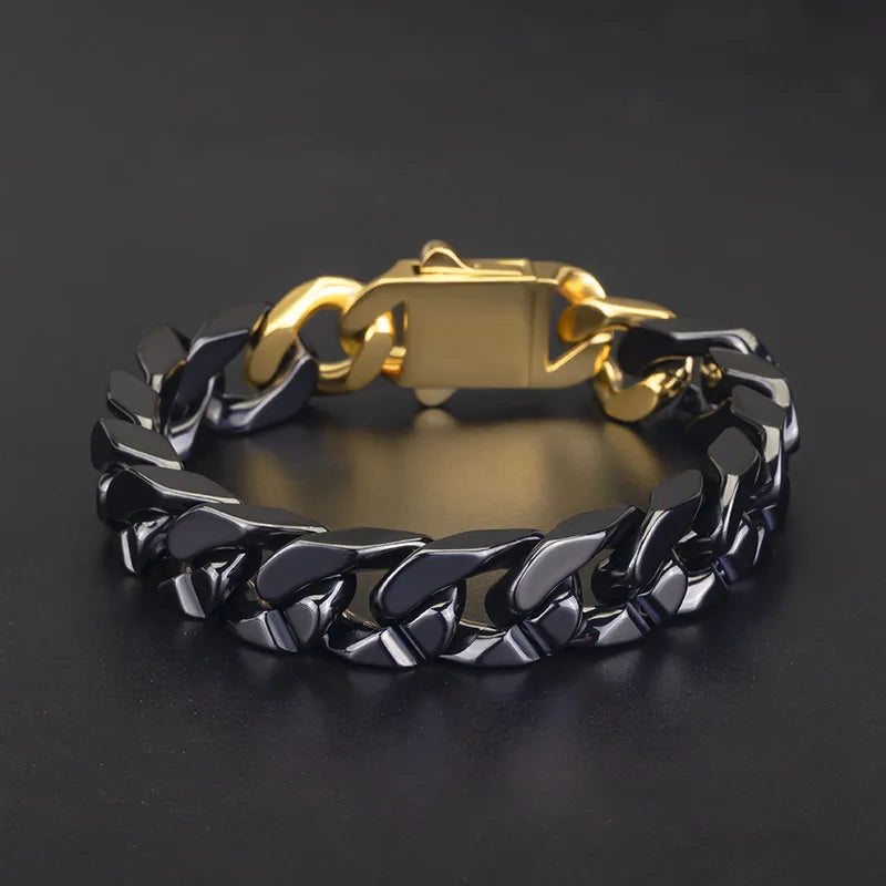 Pulsera de acero inoxidable y cerámica, para hombre y mujer, con diseño de mosaico y pulido en los cuatro lados; accesorios de acero y titanio