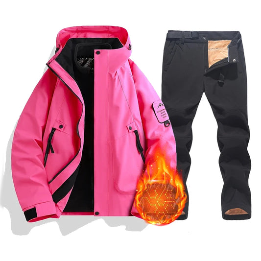 Conjunto de chaqueta y pantalones para mujer — Abrigo impermeable, cálido y cortavientos