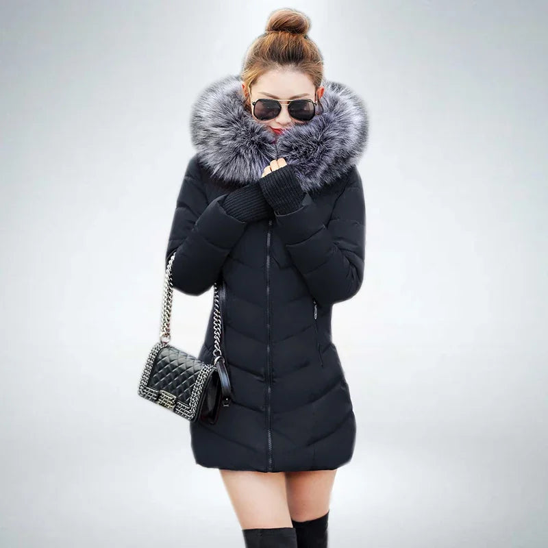 Novedades: chaqueta de invierno para mujer, entallada, acolchada de algodón, abrigada y gruesa.