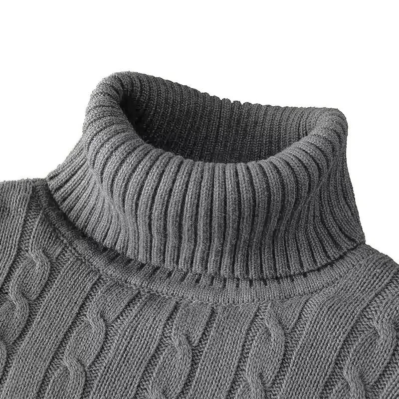Jersey de cuello alto: jersey de punto para hombre, con cuello enrollado.
