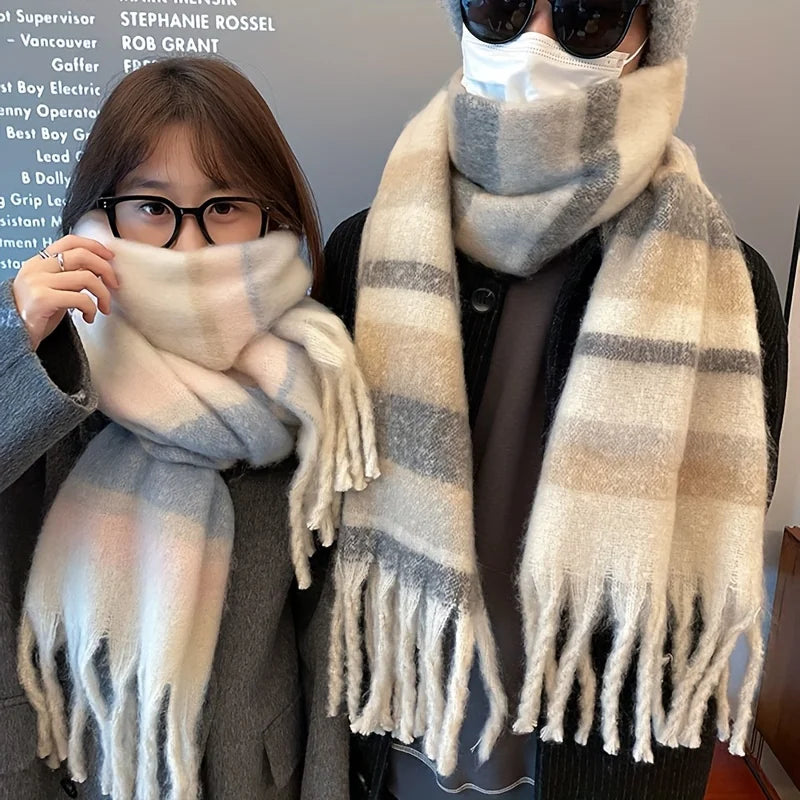 Bufandas de parejas: bufandas suaves y gruesas, nuevas bufandas grandes de invierno, cálidas y resistentes al viento y chales grandes.