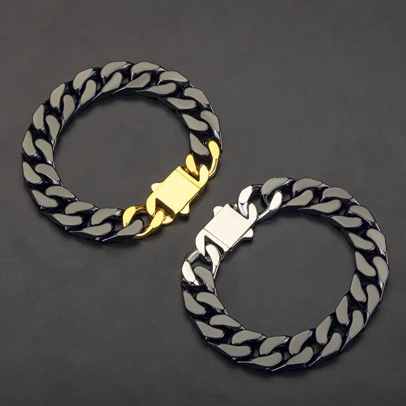 Pulsera de acero inoxidable y cerámica, para hombre y mujer, con diseño de mosaico y pulido en los cuatro lados; accesorios de acero y titanio