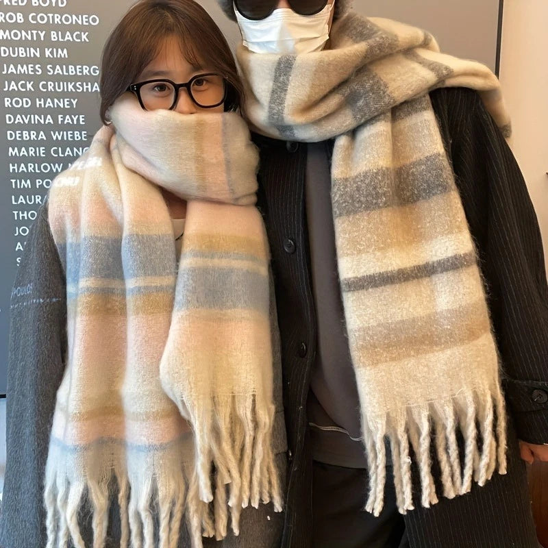 Bufandas de parejas: bufandas suaves y gruesas, nuevas bufandas grandes de invierno, cálidas y resistentes al viento y chales grandes.
