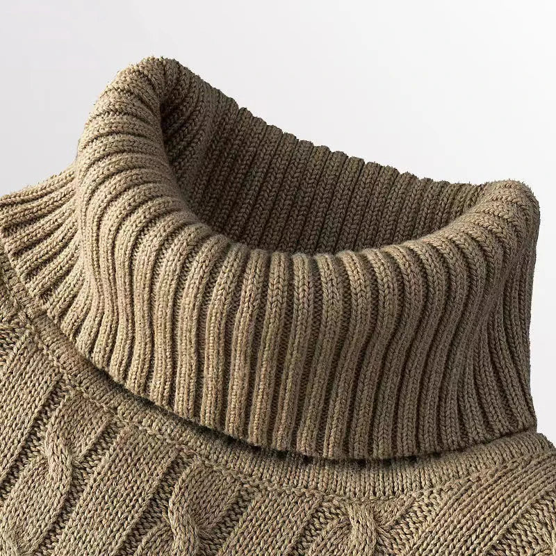 Jersey de cuello alto: jersey de punto para hombre, con cuello enrollado.