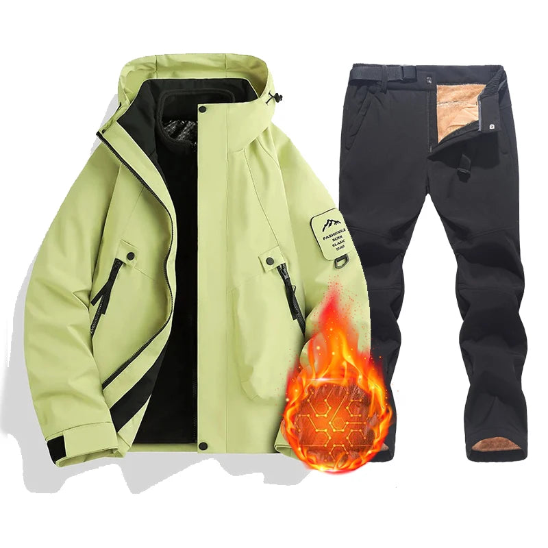 Conjunto de chaqueta y pantalones para mujer — Abrigo impermeable, cálido y cortavientos