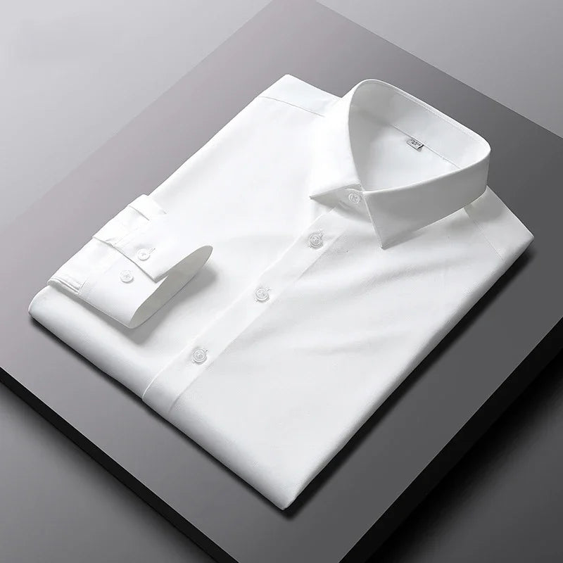 Camisa de manga larga a la moda, de color liso, resistente a las arrugas, ideal para el trabajo.