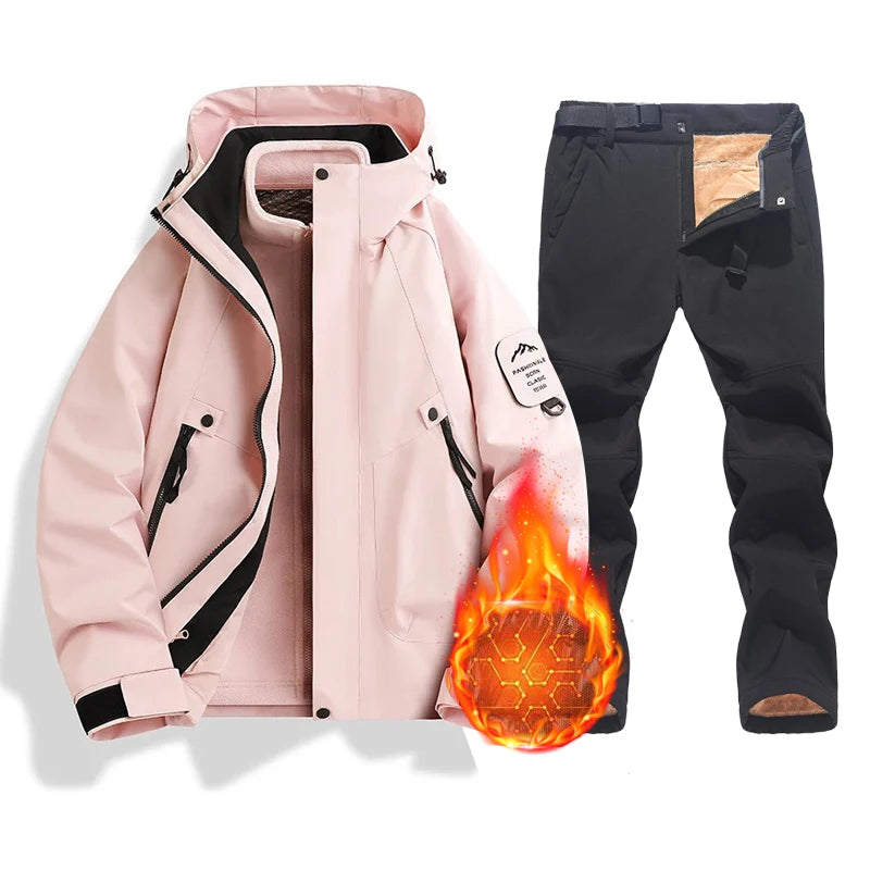 Conjunto de chaqueta y pantalones para mujer — Abrigo impermeable, cálido y cortavientos