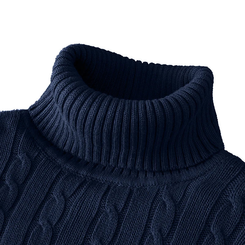Jersey de cuello alto: jersey de punto para hombre, con cuello enrollado.