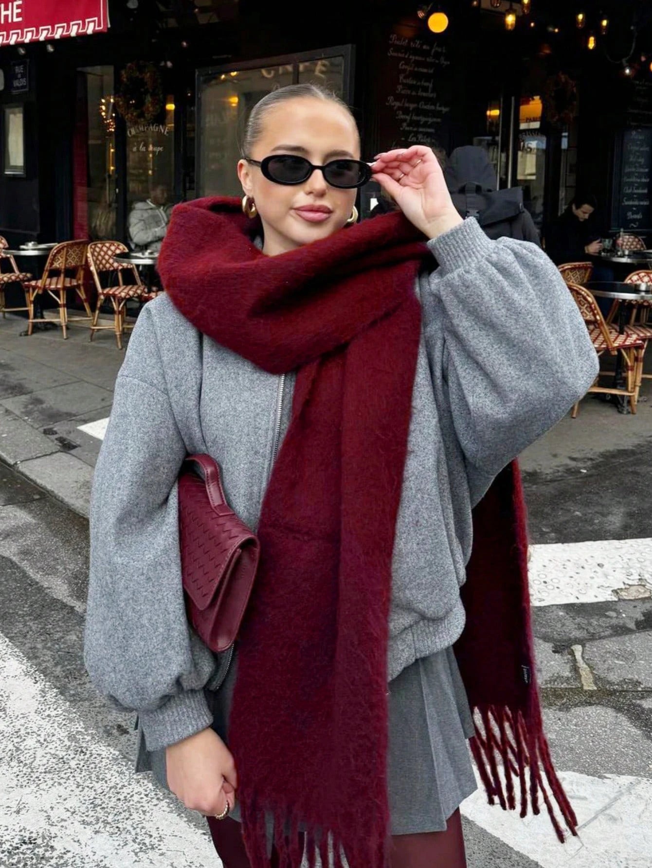 Bufanda de cachemira de lujo para otoño-invierno; gruesa y cálida. Chal clásico con borlas. Bufanda mullida. Bufanda de color liso. Chal suave.