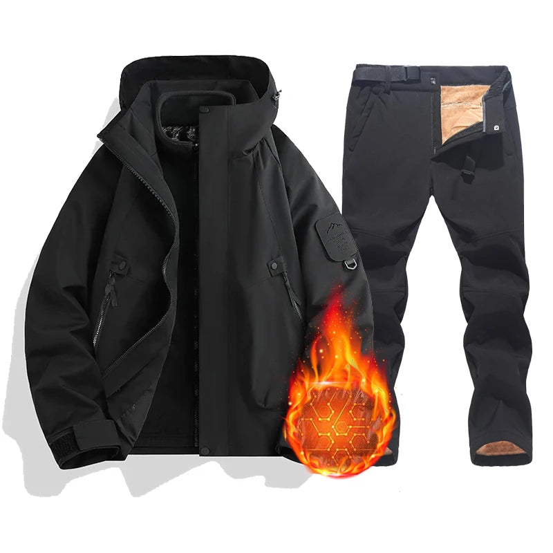 Conjunto de chaqueta y pantalones para mujer — Abrigo impermeable, cálido y cortavientos