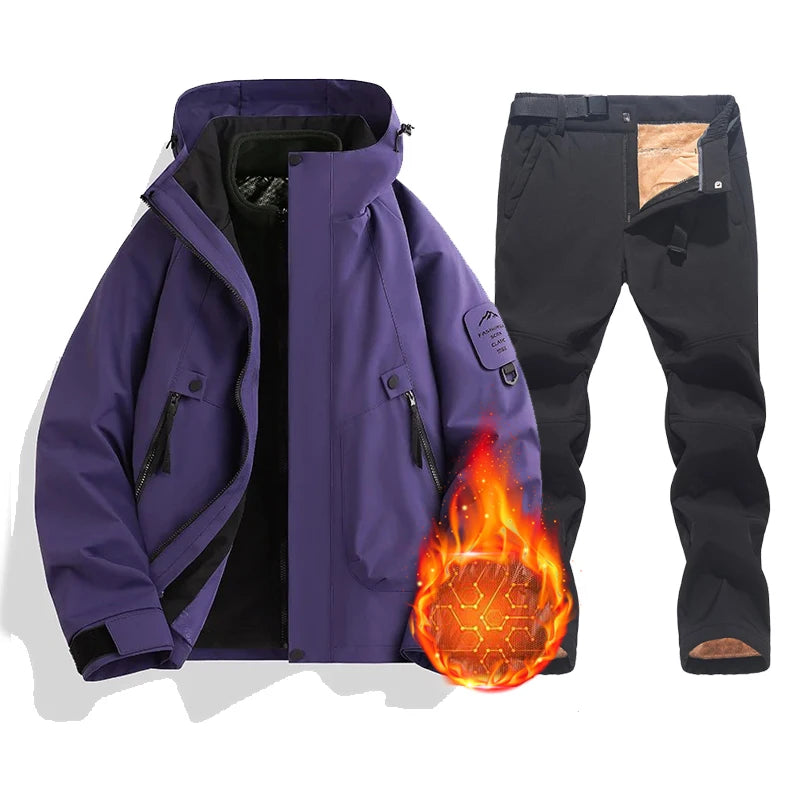 Conjunto de chaqueta y pantalones para mujer — Abrigo impermeable, cálido y cortavientos