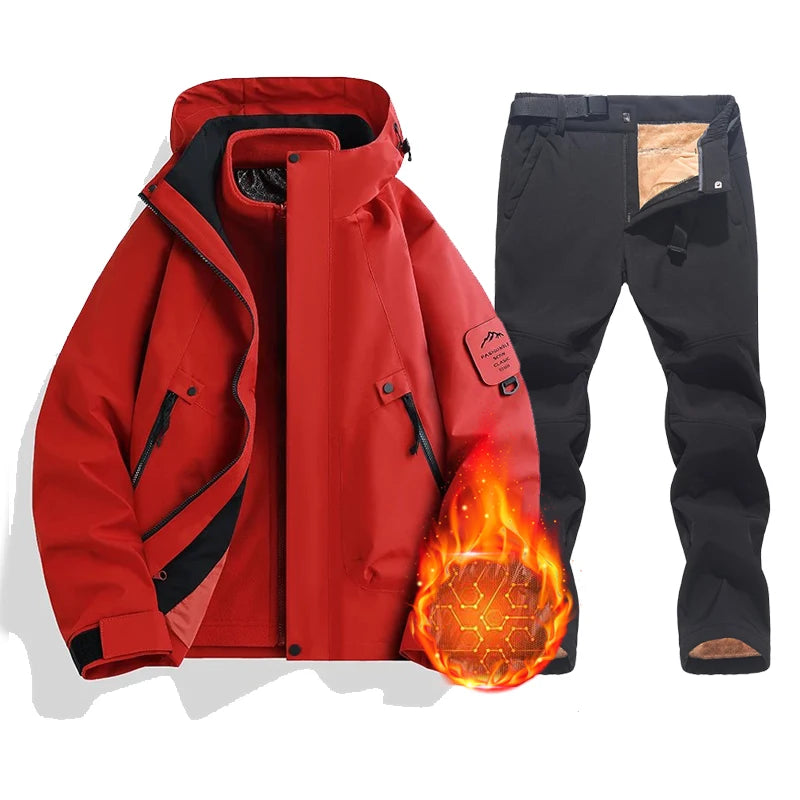 Conjunto de chaqueta y pantalones para mujer — Abrigo impermeable, cálido y cortavientos
