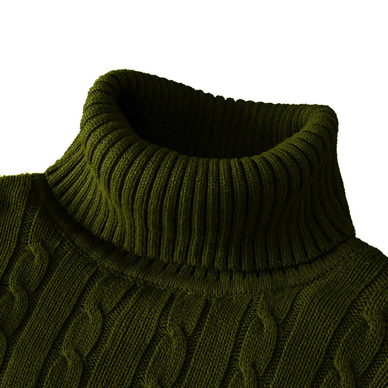Jersey de cuello alto: jersey de punto para hombre, con cuello enrollado.