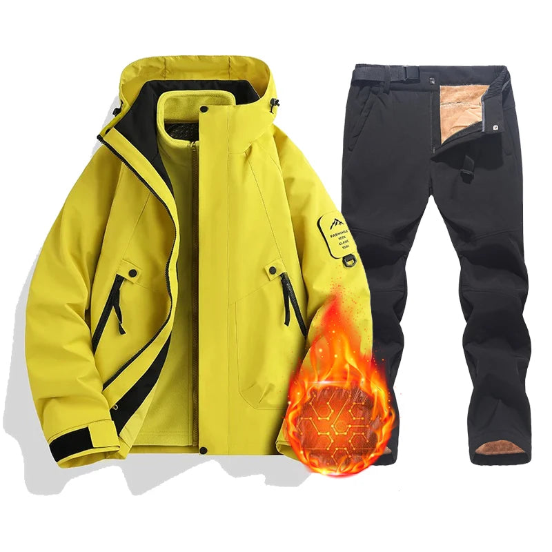 Conjunto de chaqueta y pantalones para mujer — Abrigo impermeable, cálido y cortavientos