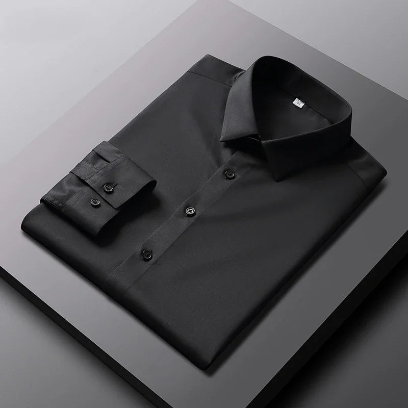Camisa de manga larga a la moda, de color liso, resistente a las arrugas, ideal para el trabajo.